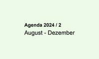 Schwarzer Text auf pastellgrünem Hintergrund: Agenda 2024 / 2 – August - Dezember