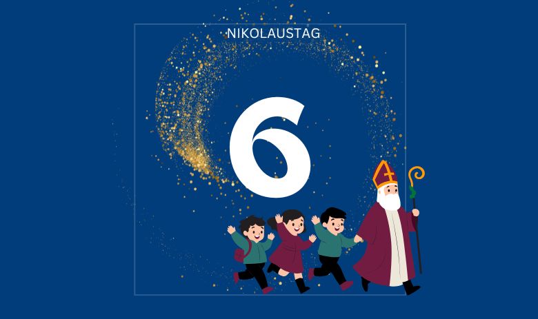 Türchen 6 Design mit der Zahl 6 und dem Wort "Nikolaustag"
